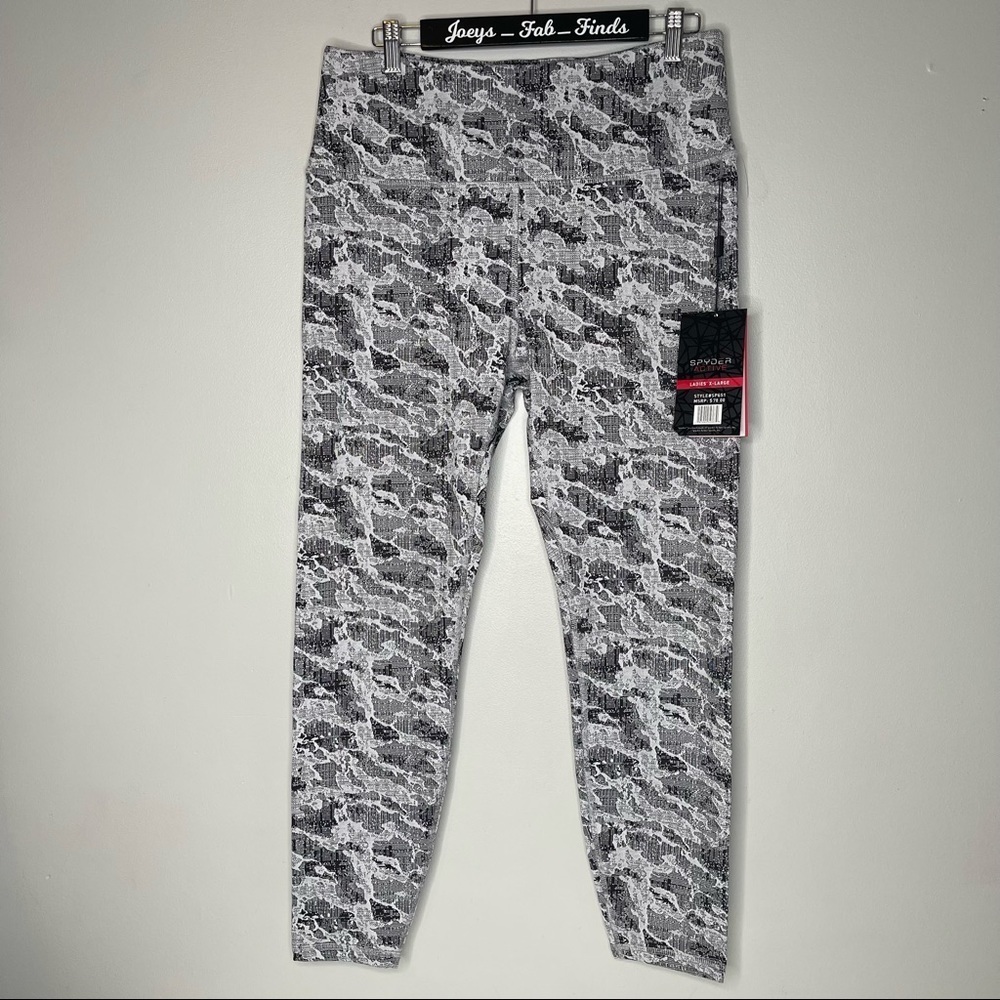 Spyder Active Black White Tech Fleece Core Active Athleisure Leggings